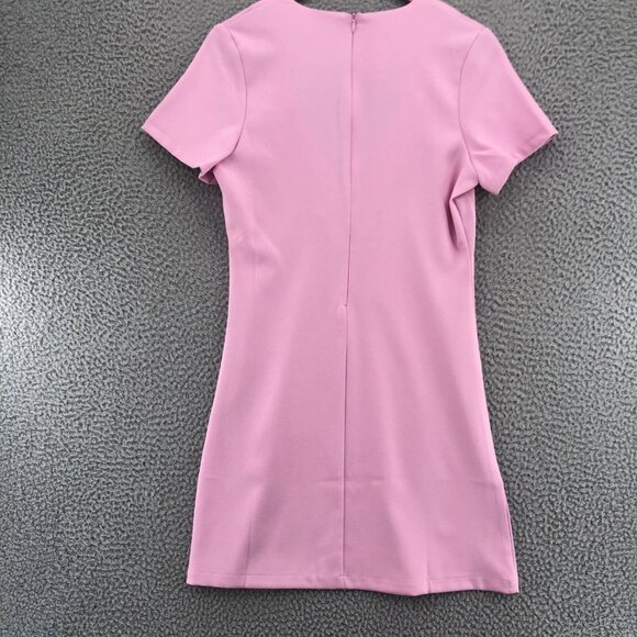 Tobi Dress Womens Small Pink Plunging V Stretch Mini Shift Short Sleeve Formal - Picture 3 of 10